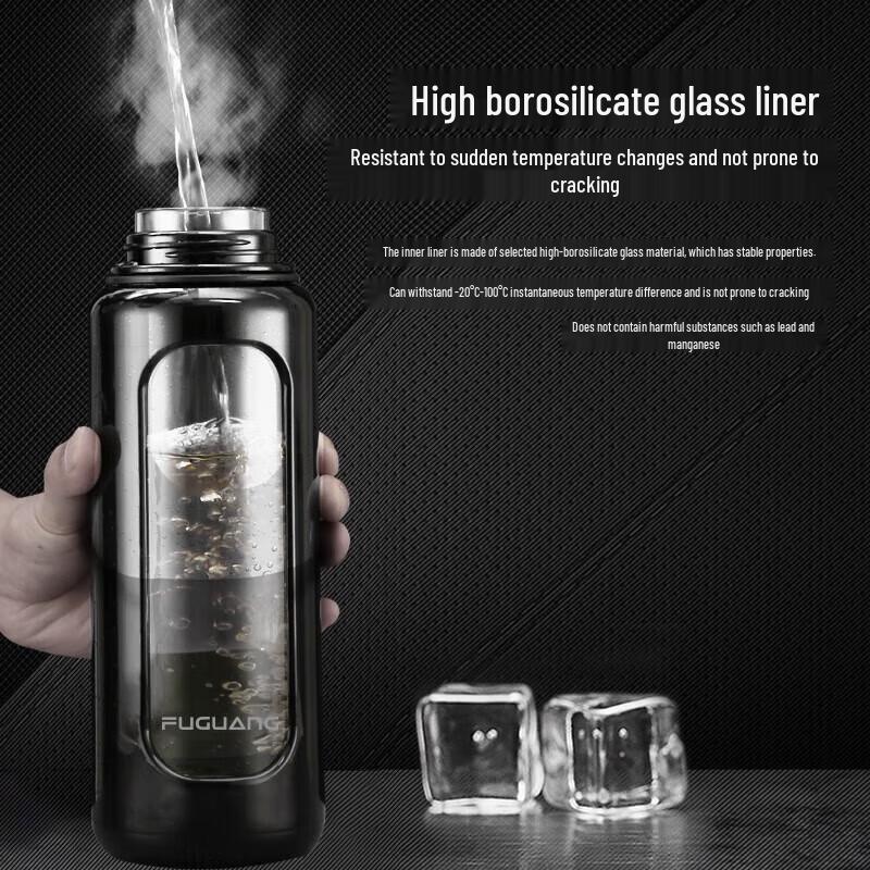 Fuguang Men s Drop-Proof Tea Infuser Glass Water Bottle
