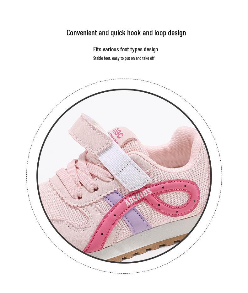 ABC Kids Spring 2026 Girls' Soft Sole Sports Shoes - Breathable Mesh Casual Sneakers for Children.