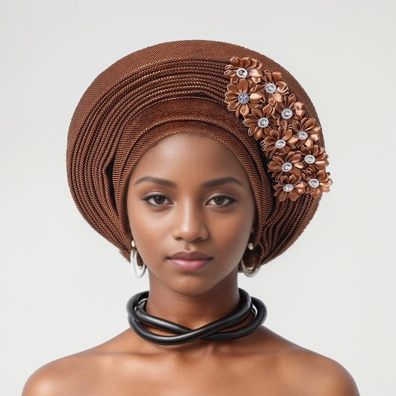 Hochzeit Mehrschichtiger Turbanhut Afrikanische Fächerförmige Kopfwickel Gefaltete Kopfbedeckung