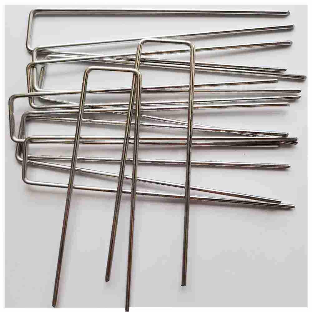 U-Shaped Galvanized Steel Turf Nails with Plastic Coating for Landscaping and Weed Barrier Fixing