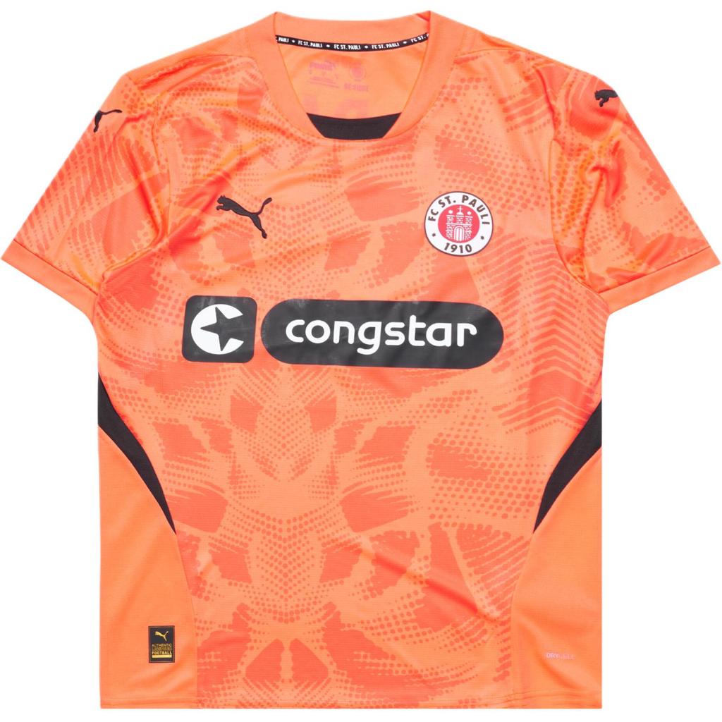 Puma Fc St. Pauli Drycell Fw24 Gk Jersey Moisture Wicking Stylish Versatile Short Sleeve Football Shirt Men jersey Orange 778755-36