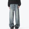 American Heavy Industry Washing and Old Jeans Men's Wind High Street Straight Wide-leg Trousers