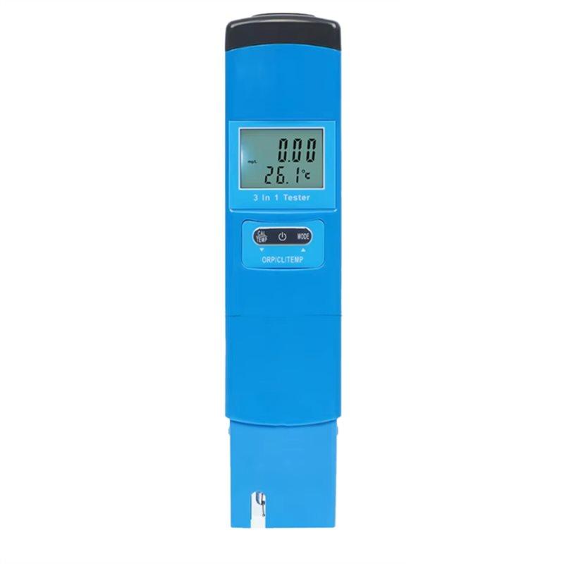 

Water Quality Tester 3 In 1 Function ORP/CL/TEMP Meter LCD Digital Detector For Drinking Water Detection For Pools синій