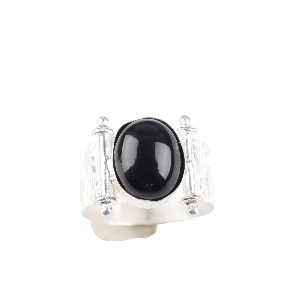Natural Black Tourmaline Gemstone 925 Sterling Silver Jewelry Handmade Boho Ring RR-22-27