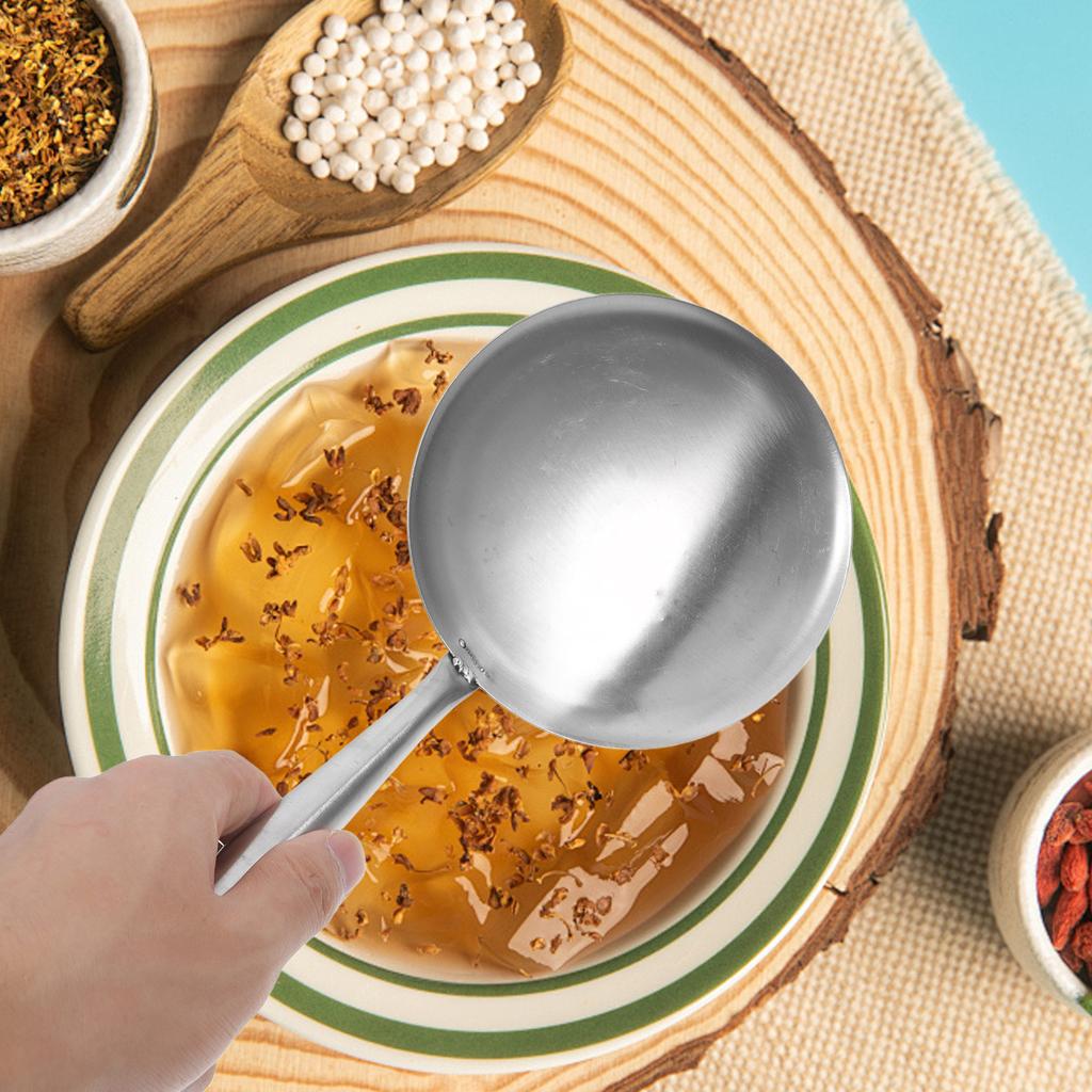 Stainless Steel Tofu Brain Shovel Kitchen Scoop Flat Bottom Rice Paddle Oil Soup Ladle Serving Spoon for Home Restaurant