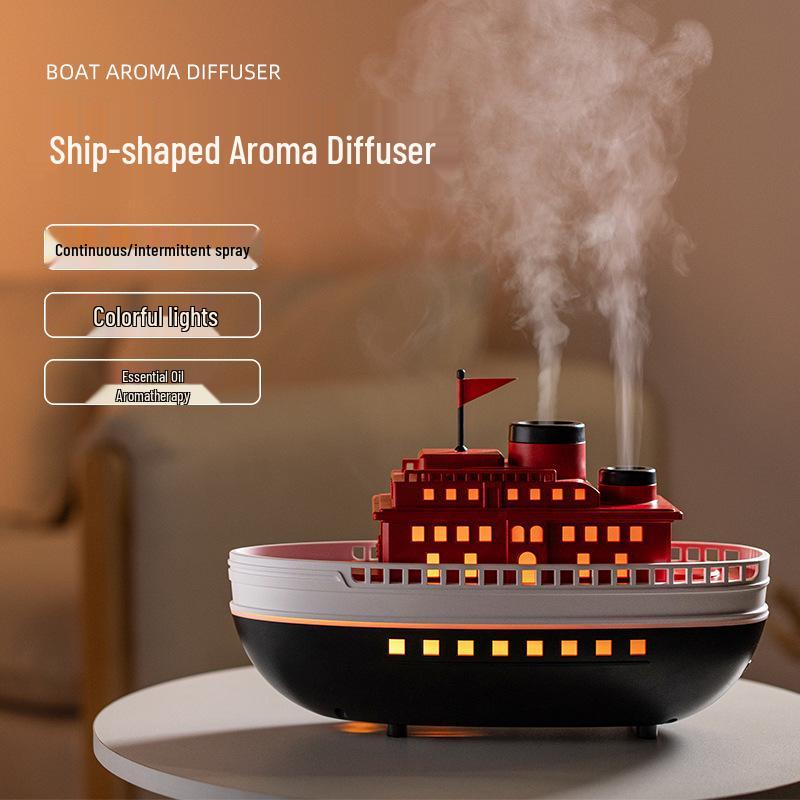 USB Aroma Diffuser: Ultrasonic Ship Design Humidifier with Essential Oil Function