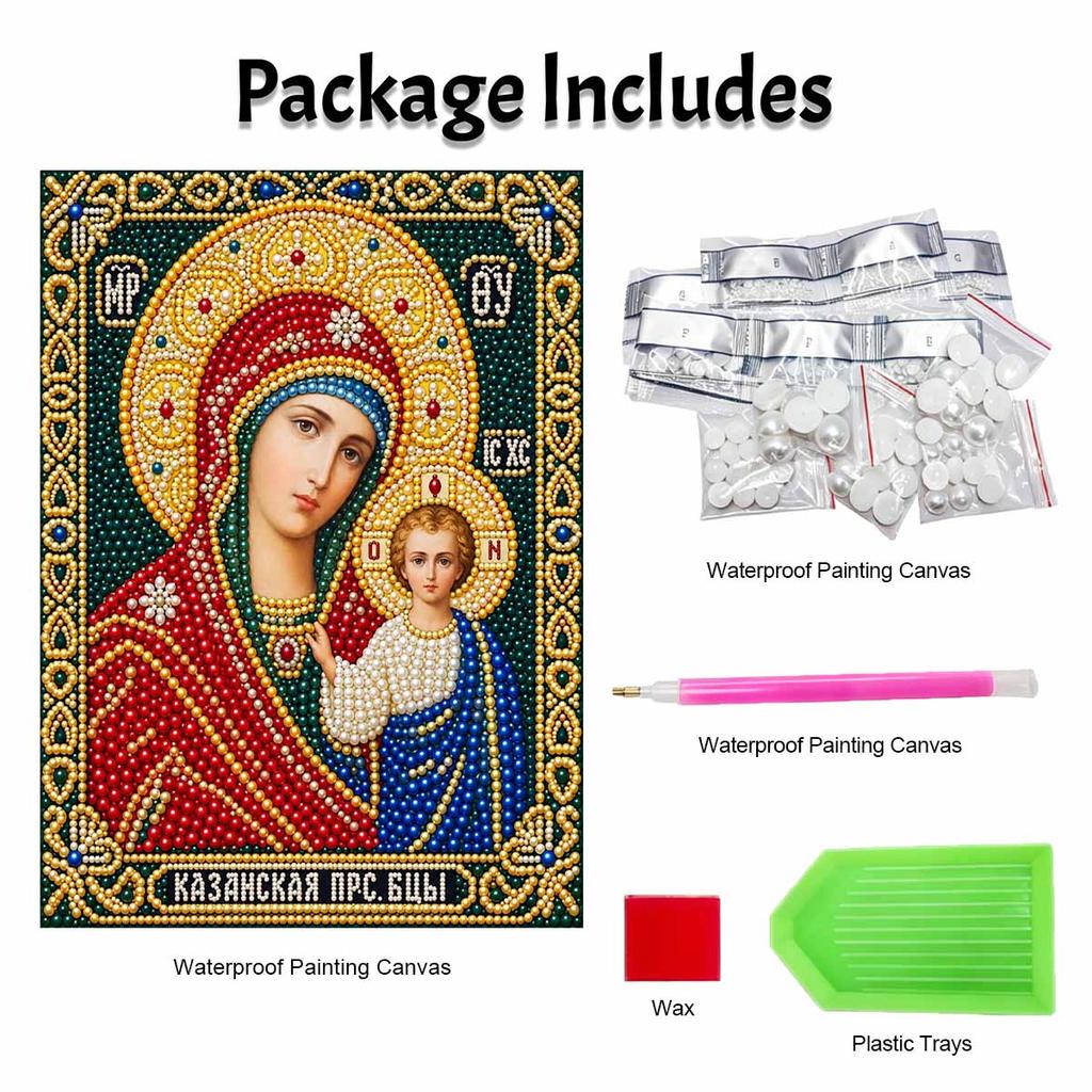 DIY 3D Pearl Diamond Painting Art Set Virgin Mary Religious Home Decor Art Set Wall Art