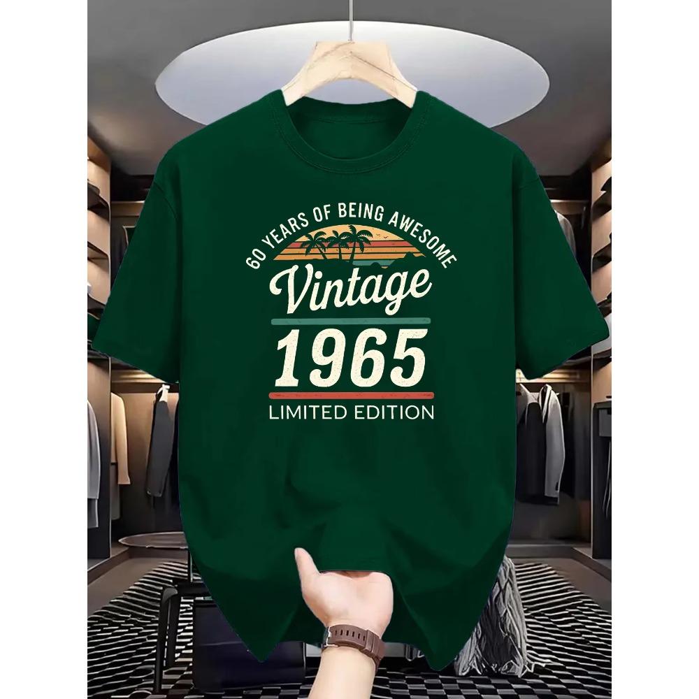 Men's Summer 100%  Fashionable Casual Loose 60 Year Great Pattern T-shirt Limited Edition 1965 Retro T-shirt