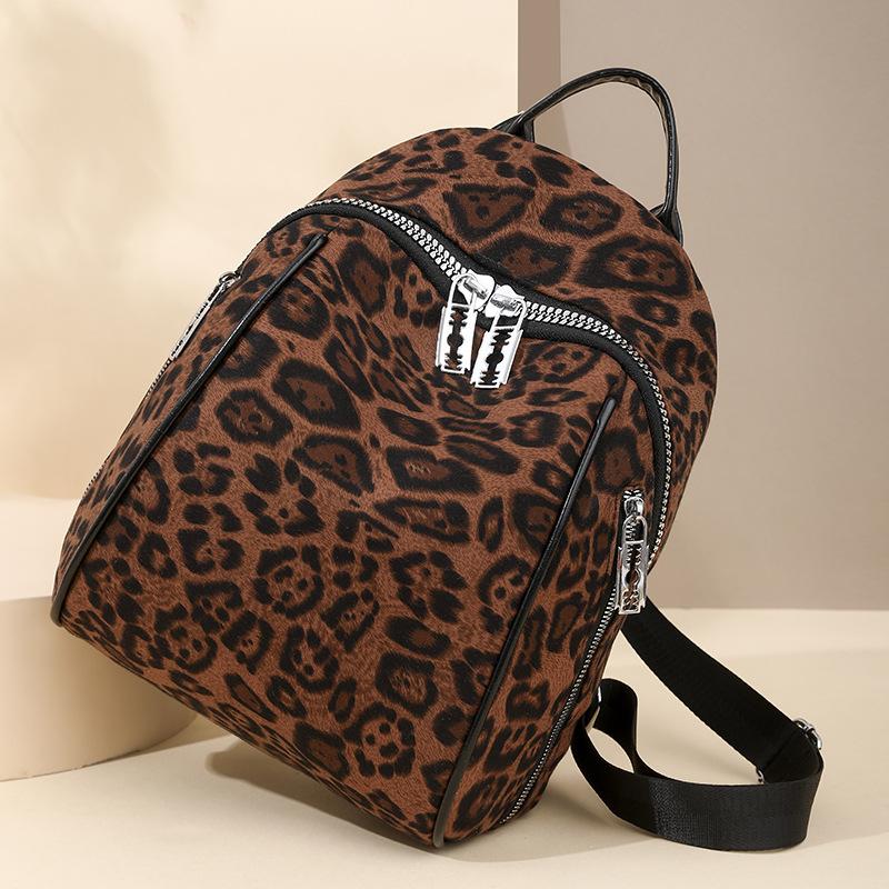 Leopard Print Bag Women's Backpack Student Schoolbag