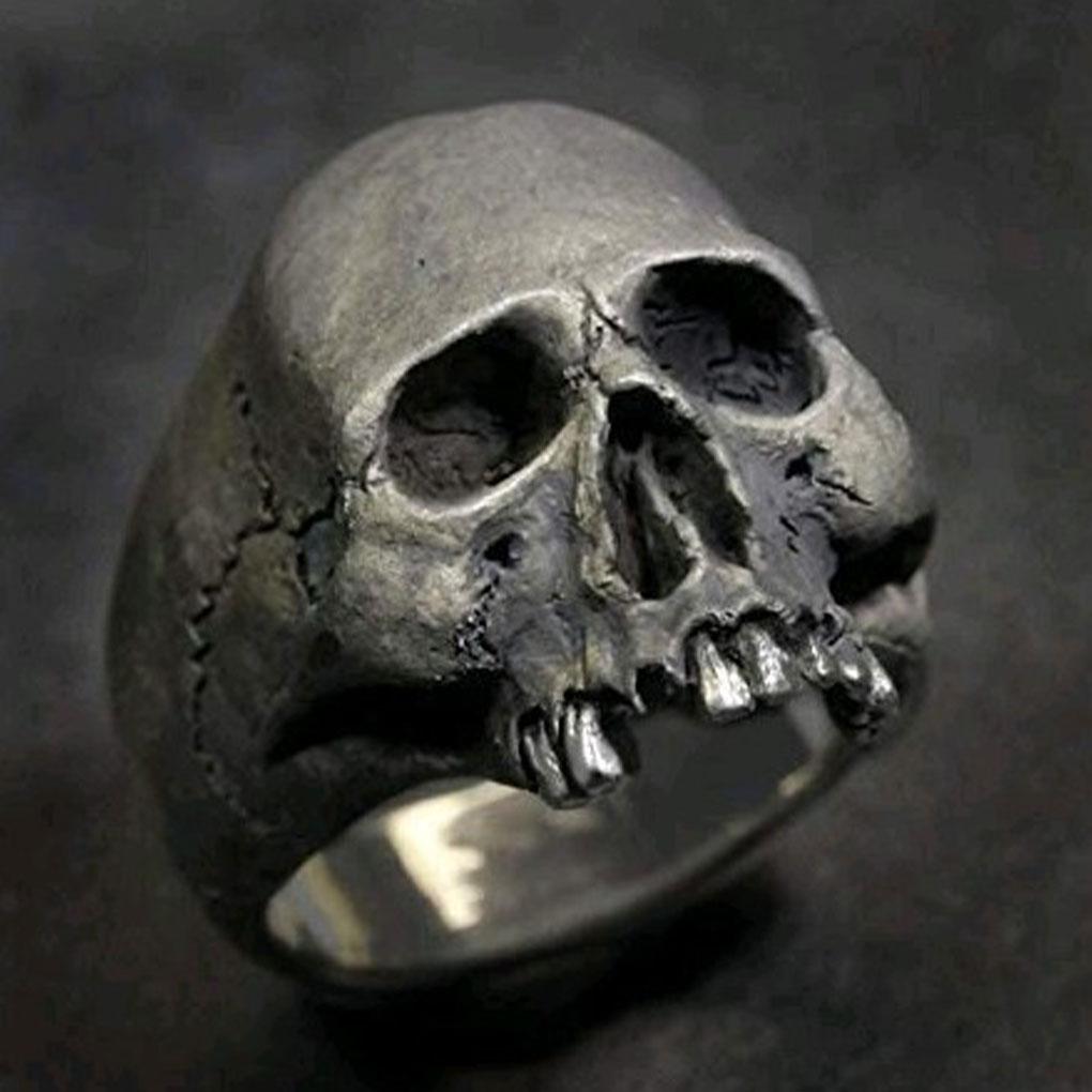 Exquisite Handmade Vintage Men Punk Ring Unique Gothic Skull Style Gothic Punk Horror Skull Rings
