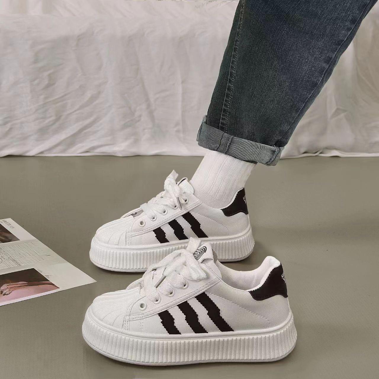 

Маленькие белые туфли женские Ins Tide весна и осень новый гонконгский стиль повседневные туфли на платформе печенье туфли 40 белый