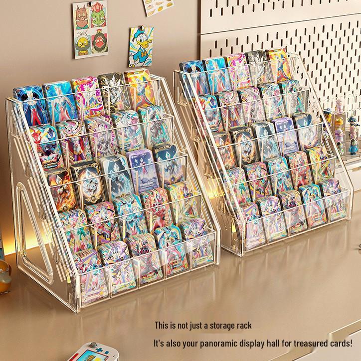 Ultraman Acrylic Card Display Stand - Tiered Desktop Postcard Organizer with Divided Slots