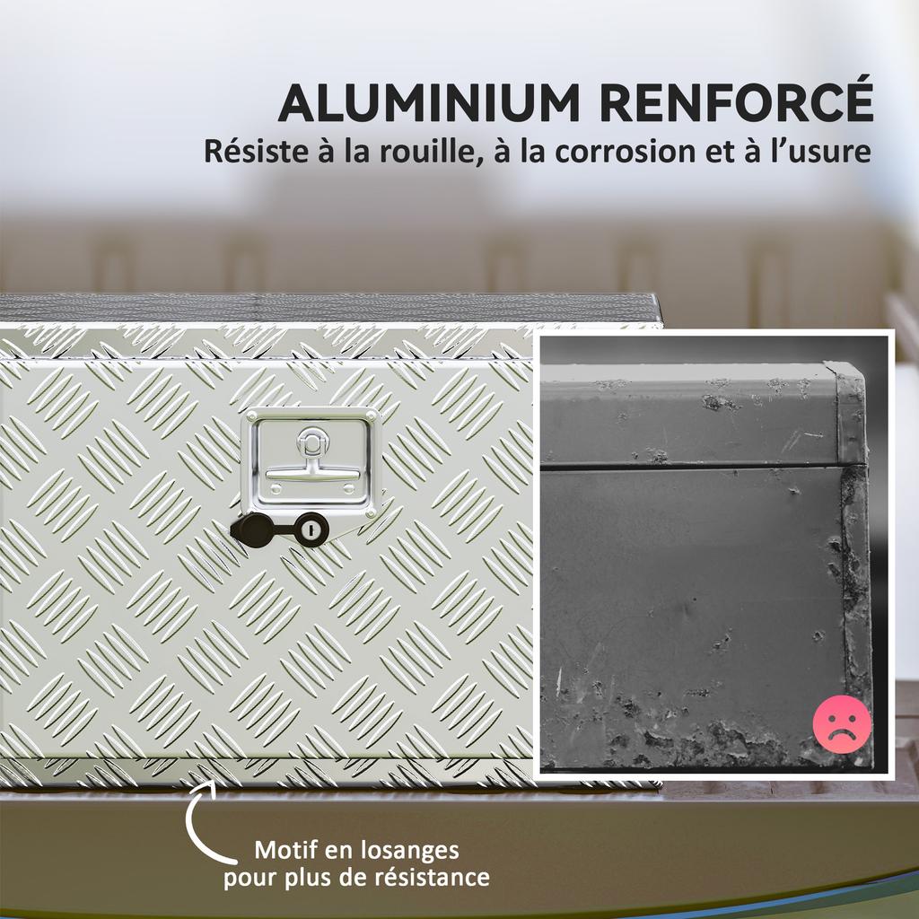 Aluminum Truck Toolbox, 76 L, Lock, 60.9 x 35.5 x 40.6 cm, Silver