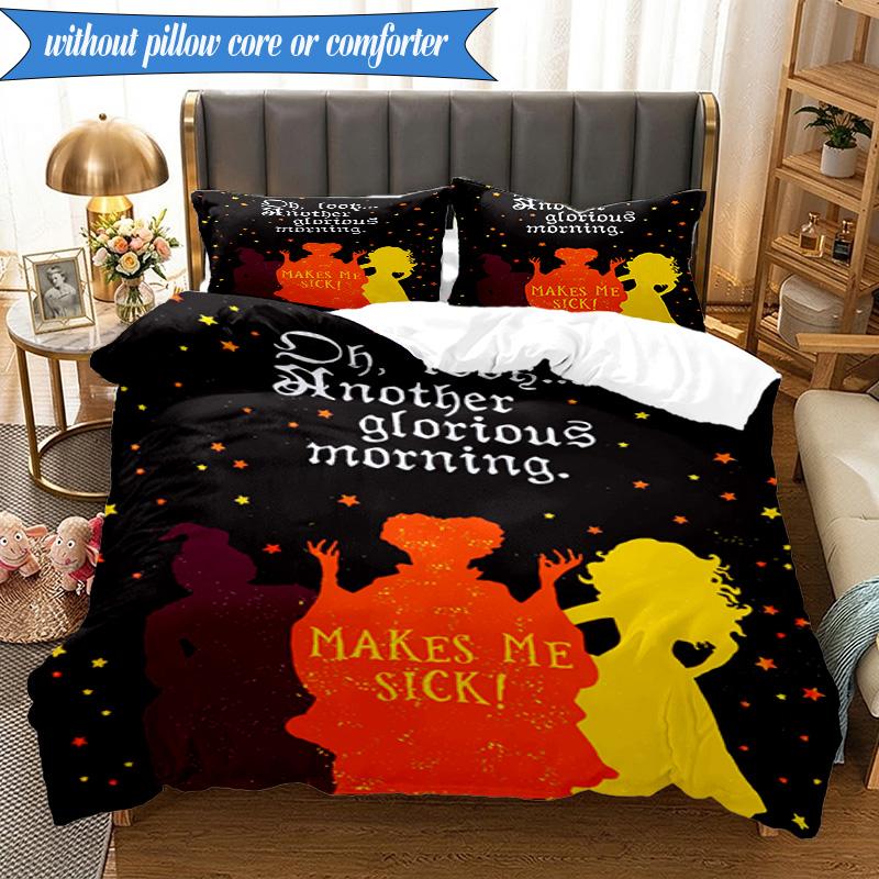 Halloween witch 3pcs K-pop music group Bedding set,Ideal for Bedroom, Dormitory,Including Duvet Cover And 2pcs Pillowcases,Fan gifts
