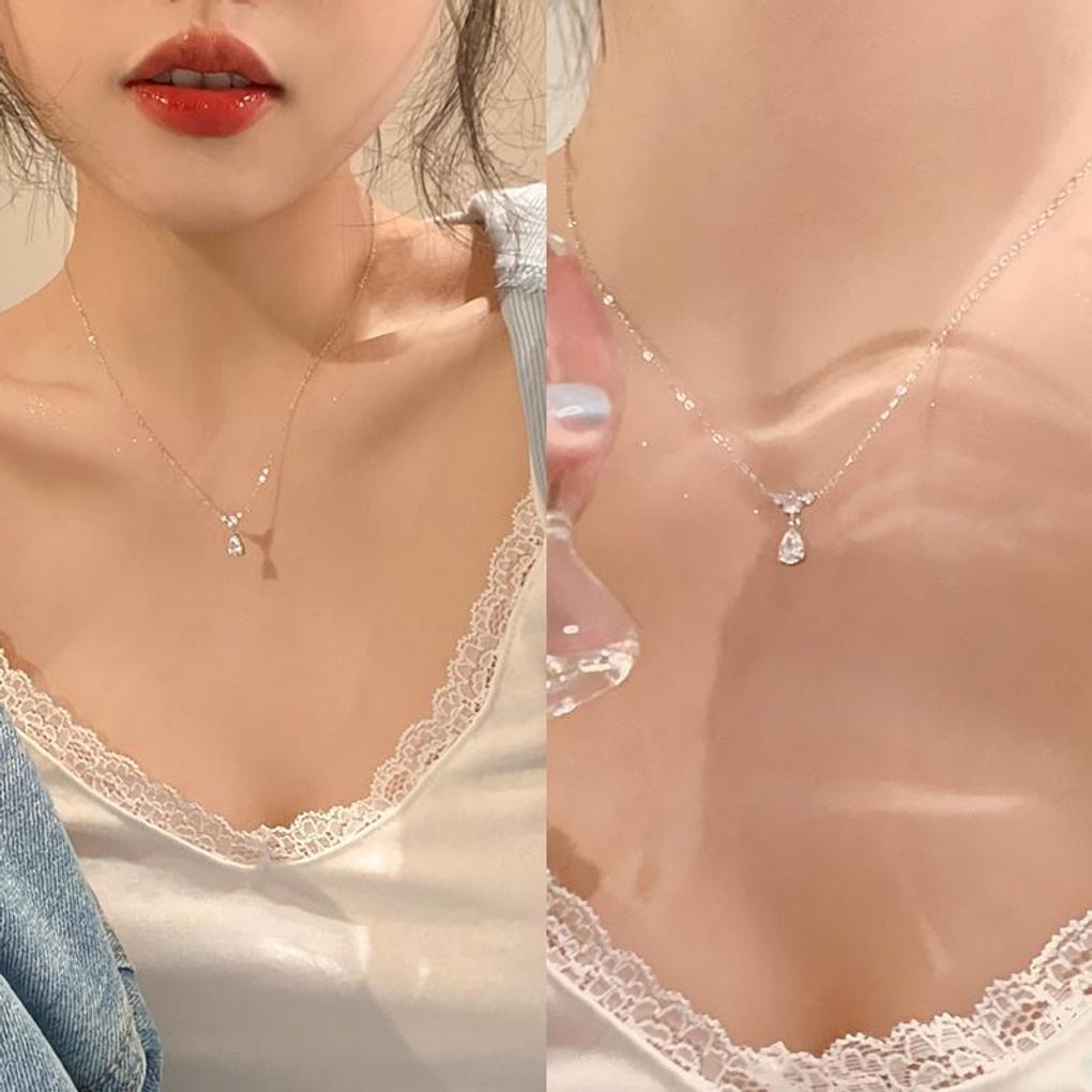 Women's Silver S925 Waterdrop Wing Drop Necklace