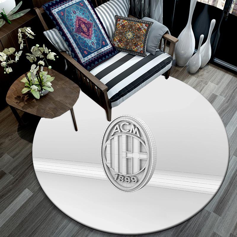 Associazione Calcio Milan2 Round Area Rug,Carpet Rug for Living Room Bedroom Sofa Playroom Decor,Non-slip Floor Mat