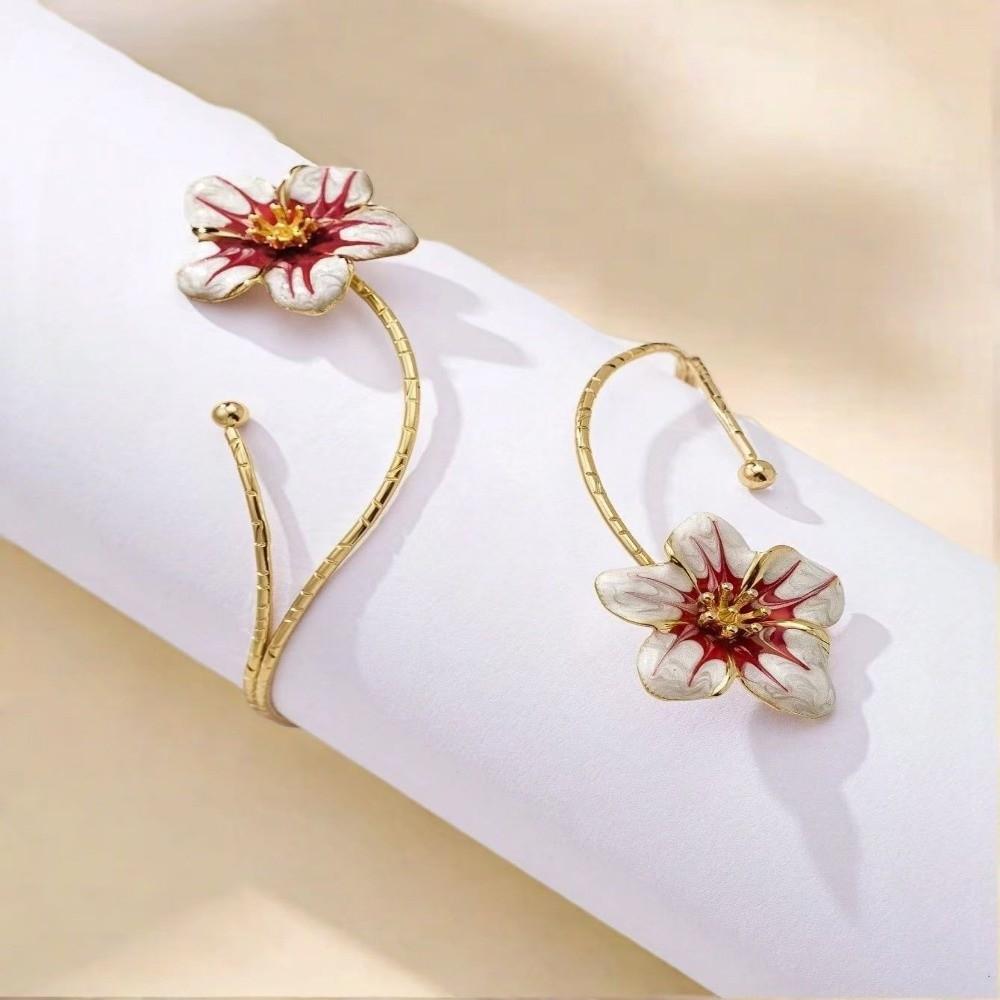 Weißer Schmetterlingsblumen-Armreif Goldfarbene Blumenmanschette Armring Vintage Spiral-Armband Geschenke