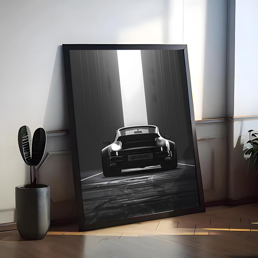 Black white Luxury Sports Car  Painting Calligraphy Premium Cotton Canvas Wall Art Poster HD Scratch Resistant Perfect Gift
