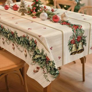 Christmas Tablecloth Snowman Reindeer Holiday Dining Table Cover Dustproof Festive Xmas Party Home Decoration