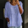 Linen Shirts For Women 3/4 Sleeve Button Down V Neck Summer Tops Dressy Casual Cute Shirts