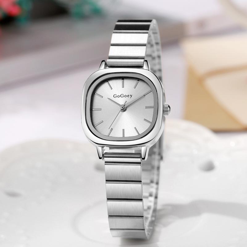 Современные квадратные кварцевые часы с браслетом из стали для женщин