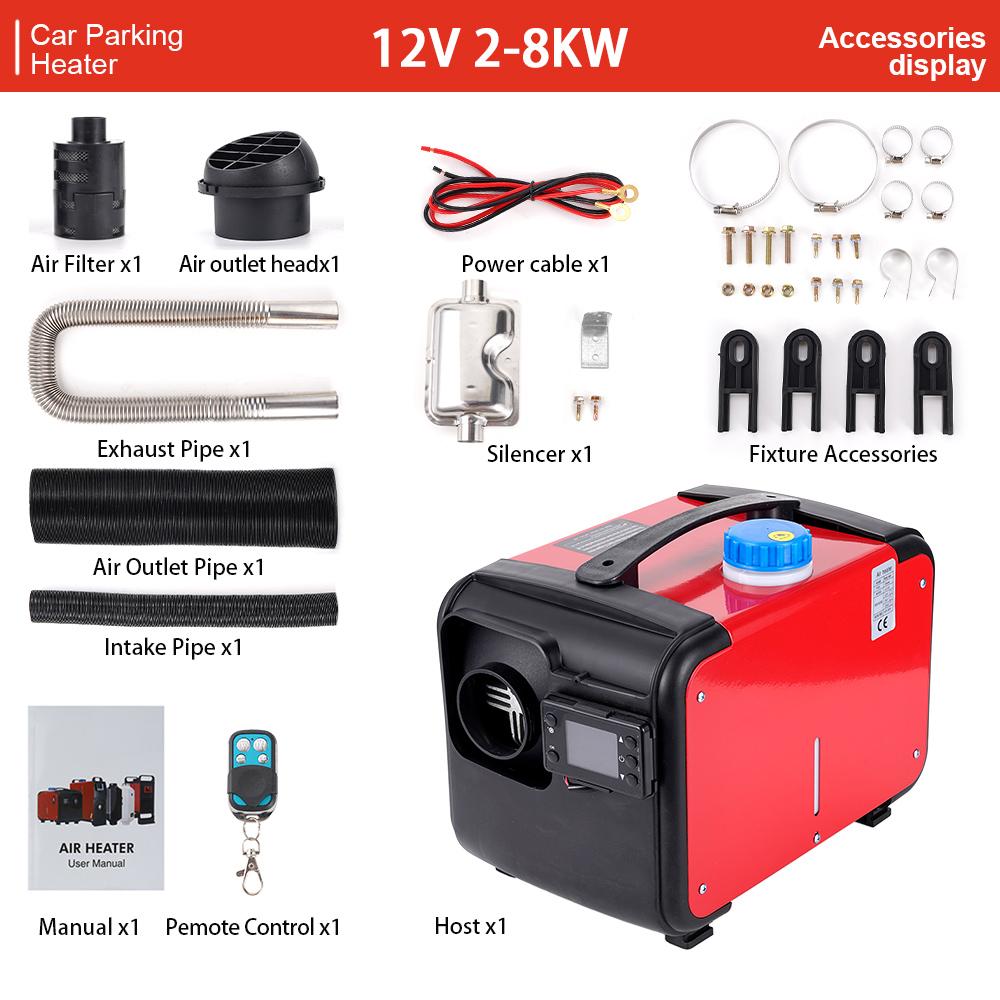 5-8KW 12/24V Air Diesel Heater Portable Noise Reduction LCD Monitor Parking Warmer For Car Truck Boat RV Parking Heater Heating