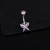 Cute Pink Butterfly Zircon Belly Button Rings Fashion Y2K Style Navel Piercing Jewelry for Girls Dating Wear