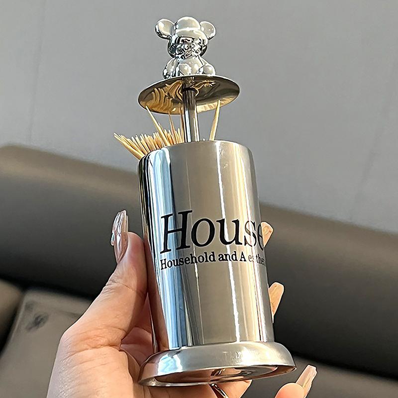 Cute Bear Toothpick Holder Cotton Swab Rod Storage Box Lipstick Organizer Box