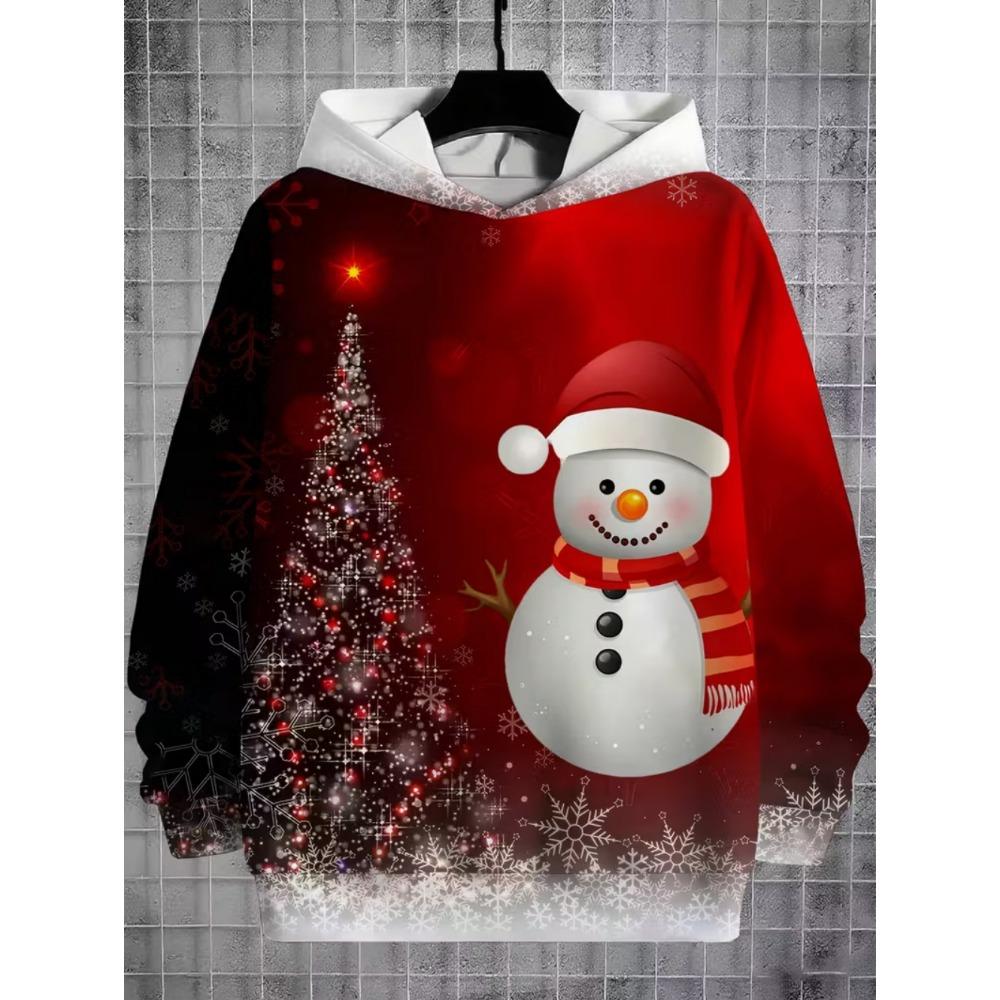 2026 Merry Christmas Sweatshirts Pullover Children's Hoodie Cartoon Santa Claus Graphic Hoody Snowman Sweatshirts Unisex Top
