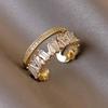 1pc Dainty Double Layered Asymmetrical Opening Ring Inlaid with Cubic Zirconia