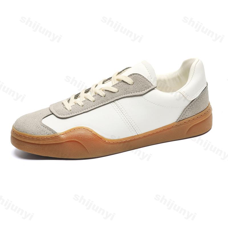 

2026 Retro Men Lace Up Flat Soled Sport Shoes Round Toe Color Blocked Low Top Casual Shoes Outdoor Fashi Trend Chunky sneakers 35 бежевый