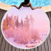 Winter Snow Landscape Round Beach Towel, Microfiber Soft Shawl Beach Blanket, Absorbent Quick Dry Portable Pool Towel Picnic Mat