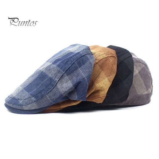 Driver Cap Newsboy Retro Plaid Thick Soft Breathable Keep Warm Cabbie Comfortable Autumn Winter Men Beret Flat Hat for Hunting