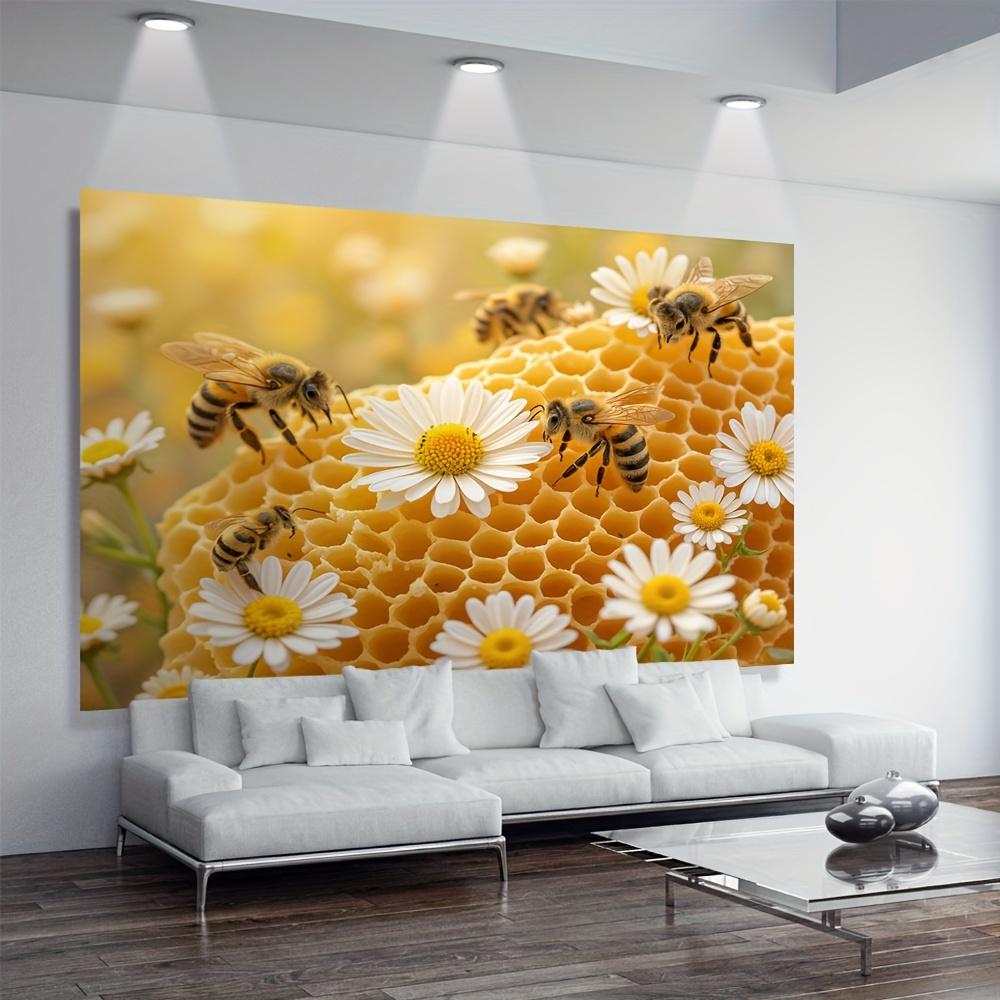 1 piece vibrant bee and Daisy floral background - beehive and white Daisy photo booth prop studio shot