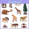 Lifelike Ancient Era Scene Desktop Decor With Prehistoric Animals And Humans Models
