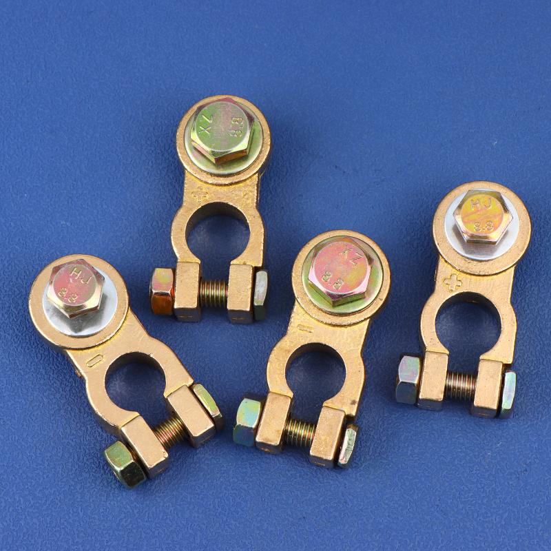 2Pcs M8 M10 Car Battery Terminal Wire Clamps Brass Positive Negative Top Post Connectors Battery Terminal Clips