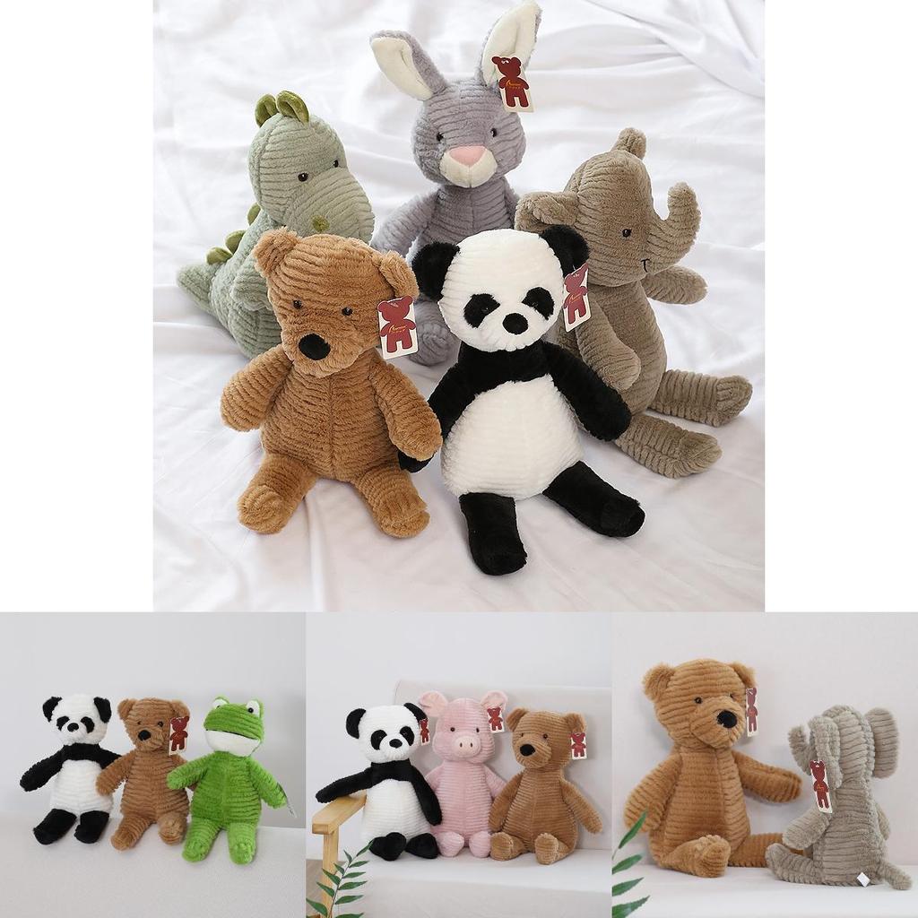 Cute Striped Texture Panda Dinosaur Elephant Pig Frog Animal Plush Toy Doll For Kids And Collectors