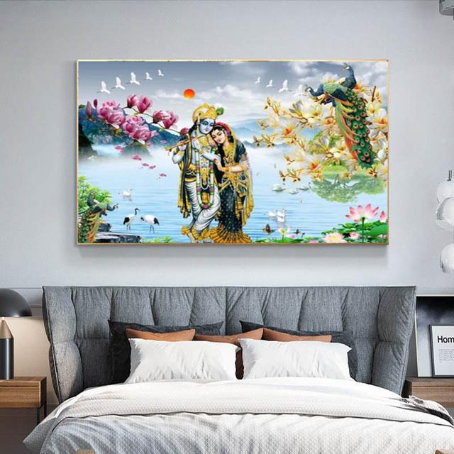 Lord Shiva with Colorful Background Canvas Painting God Shiv Pariwar Posters and Prints Wall Art Pictures Living Room No Frame No Frame