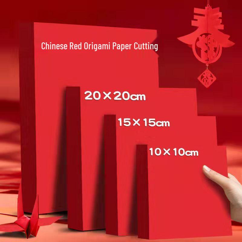 A4 Chinese Red Origami Handmade Paper for Window Decoration