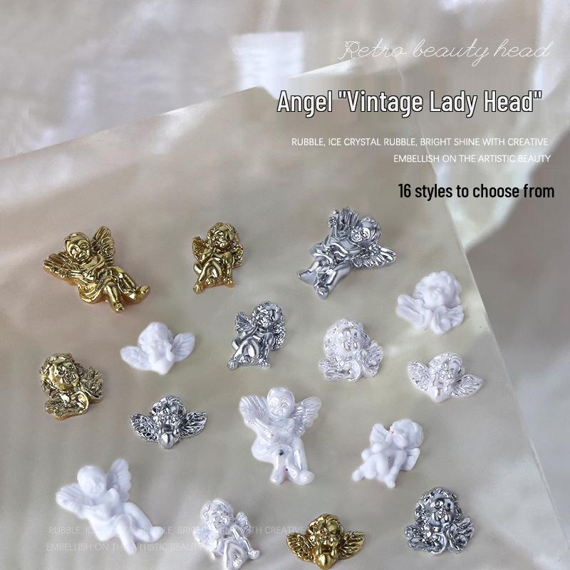 

Vintage White Baroque 3D Angel Nail Art Decorations - Set of 5