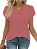 Women's lace T-shirt spring and summer European and American women's clothing new bubble sleeve lace V-neck pullover top women
