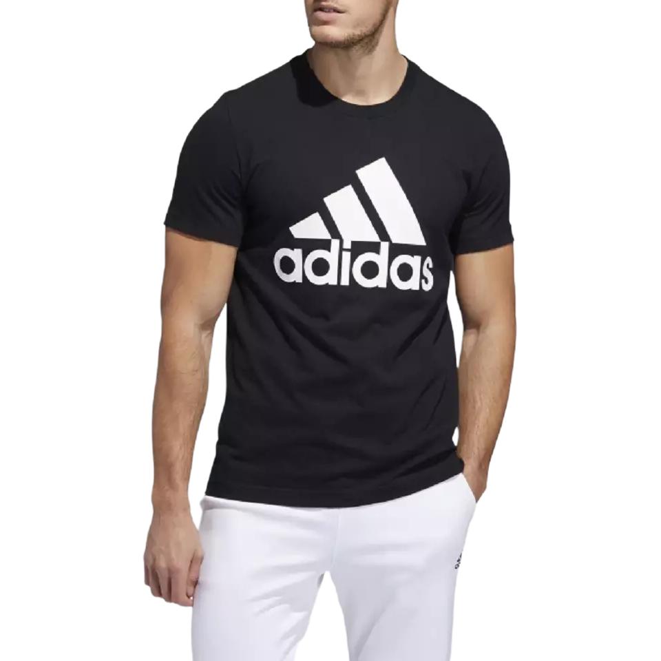 Adidas MUST HAVES T Shirts Men's Black Crew Neck Moderate Straight Fit ED9605