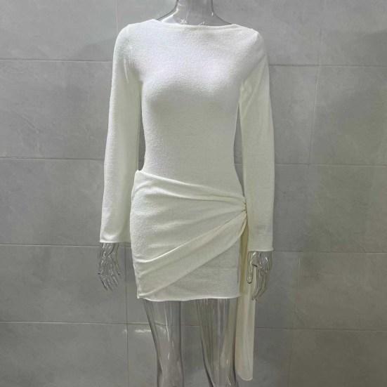 Yousheng Women's Sexy Bodycon Mini Dress Long Sleeve Backless Slim Dress Crew Neck Formal Evening Gown Party Club Dress
