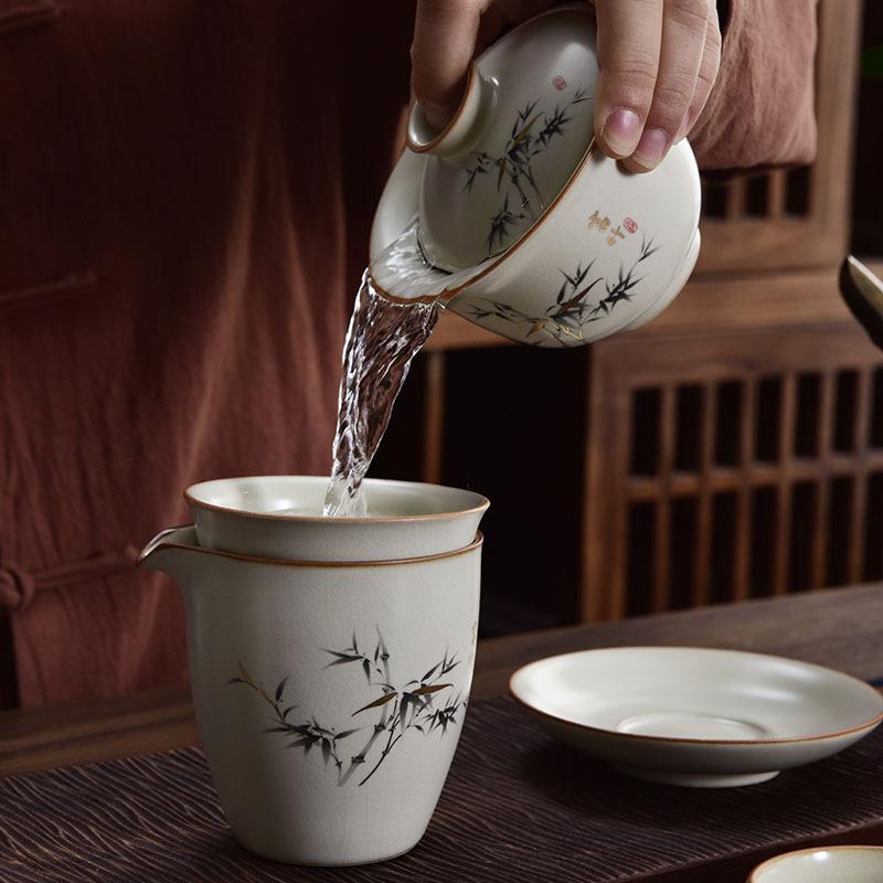 Huang Ru Kiln Tea Set Set Set Kung Fu Teapot Teacup Gift Box High-end Business Gifts
