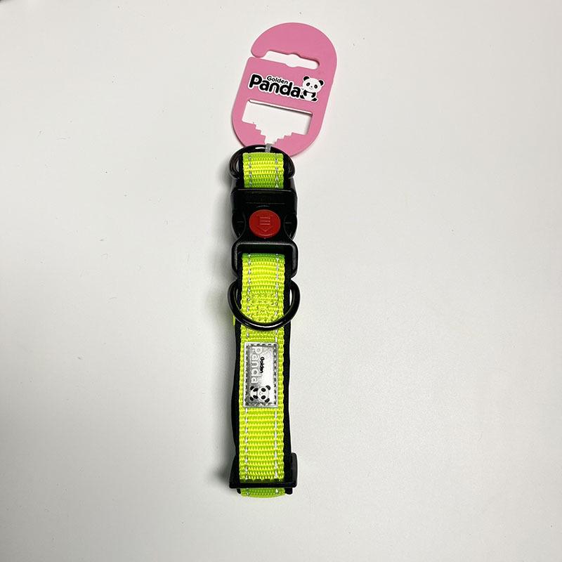 Golden Panda Reflective Adjustable Double D-Ring Nylon Dog Collar 15mm Single Collar