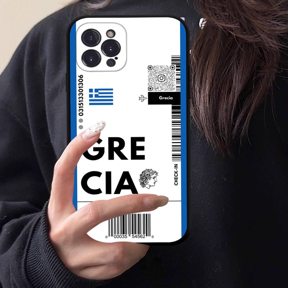 Funny World City Tourist Ticket Label Black Phone Case For Iphone 17 Air 16 15 14 13 12 11 Pro Max Plus Back Cover TPU Soft Case