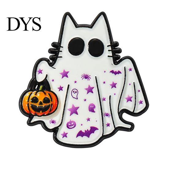 Ghost Theme Jewelry Halloween Cartoon Enamel Brooch, Spooky Metal Lapel Pin, Pin Sweater Cardigan Coat Suit Scarf Decor, Men Women Clothing