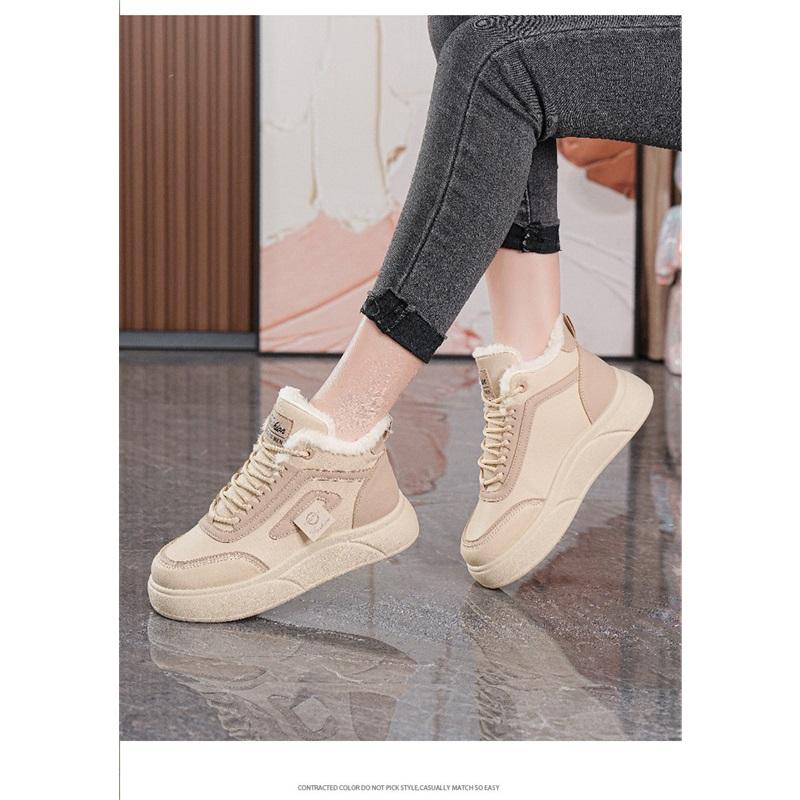 Women's Winter High Top And Thick Velvet Warm Casual Sports Cotton Shoes