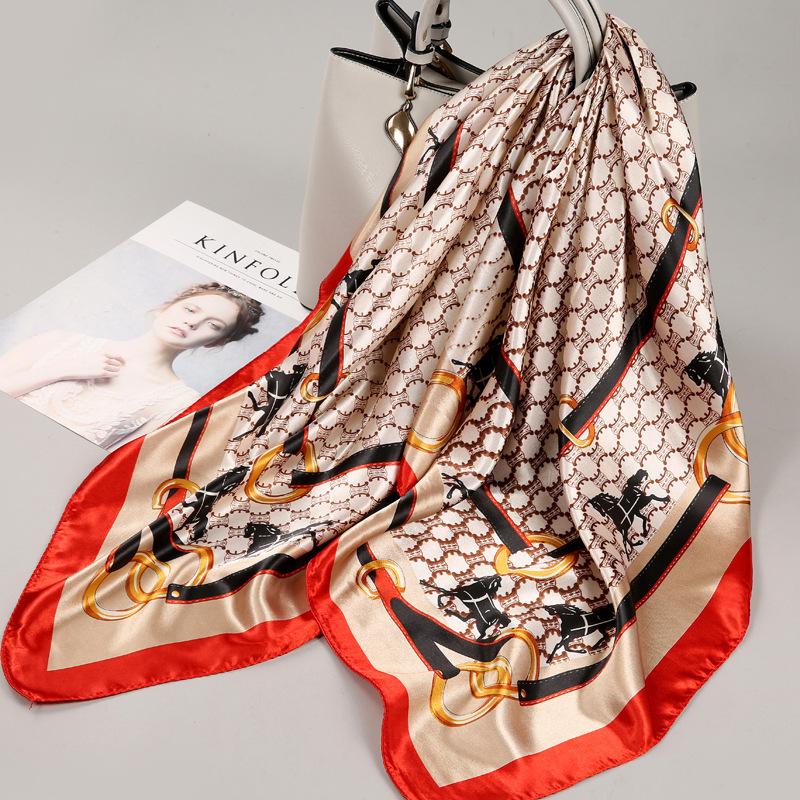 90 Square Scarves, Silk Scarves, Women's New Spring and Summer High-end Sense Versatile, Thin Scarves, Shawls Outside