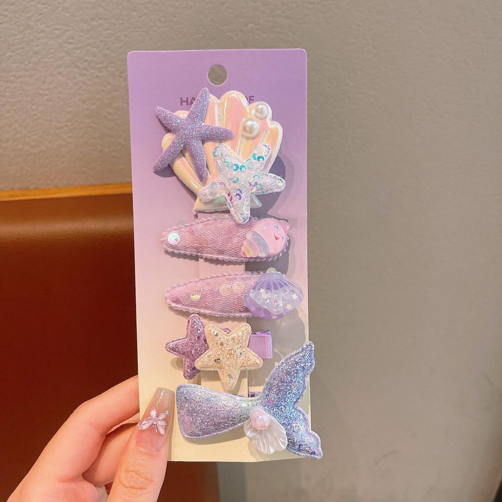 Summer Ocean Starfish Shell Hairpin Cute Children'S Hairpin Duck Beak Clip Pearl Hair Accessories Headgear Clip Girl